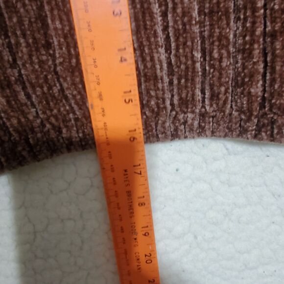 Brown~Velour~Ribbed~Long Sleeved~Half Zipper~Short~Sweater~Pink Rose~Size Medium - Picture 12 of 12